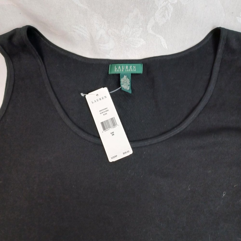 Lauren Ralph Lauren Black Ribbed Tank Top Size 3X NWT